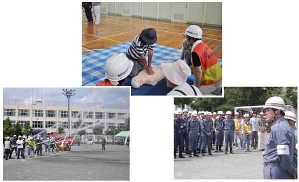 写真:福生市総合防災訓練(メイン会場:福生第三小学校)