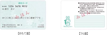 画像:通知カード見本