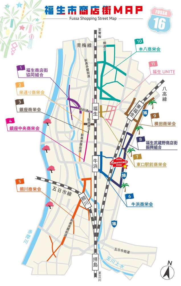 画像:福生市内商店街マップ
