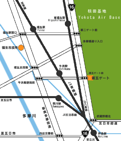 画像:横田基地周辺地図