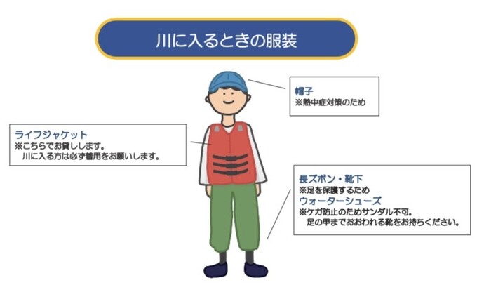 川に入るときの服装