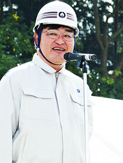 写真:総合防災訓練での市長