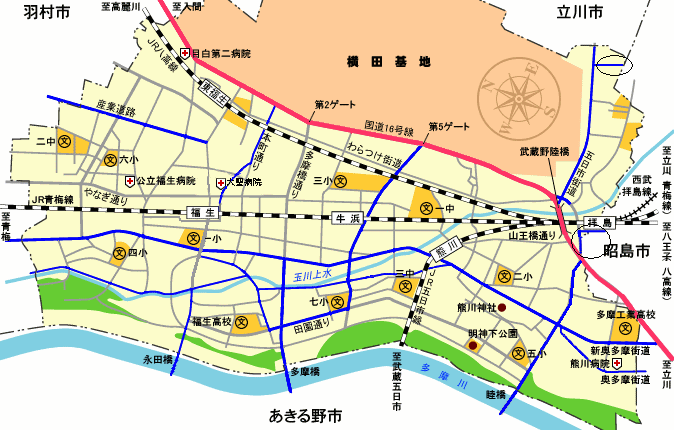 画像：国道・都道の位置図