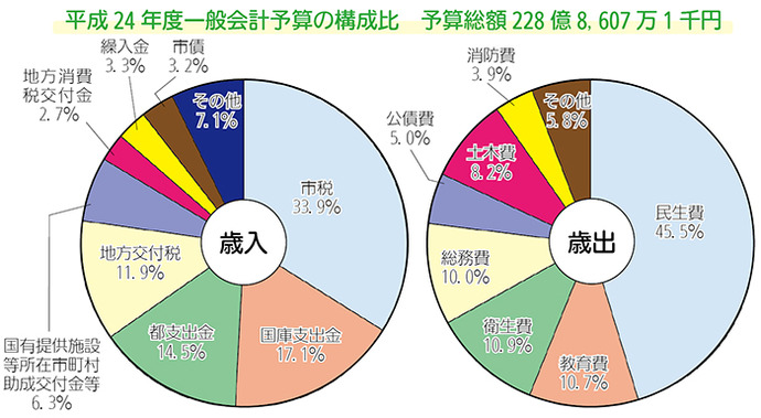 画像:平成24年度一般会計予算の構成比