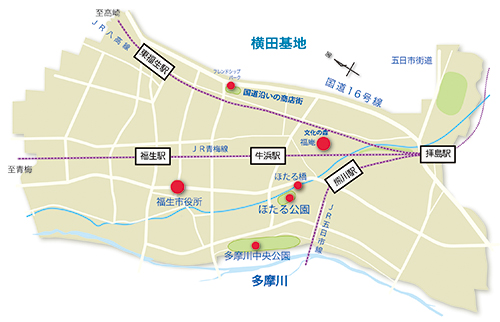 画像：福生市の地図