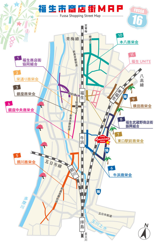 画像：福生市内商店街マップ
