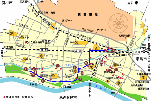 地図：上水をはなれて、ちょっと多摩川ふれあいコース