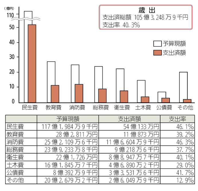 画像：一般会計予算の執行状況（歳出）