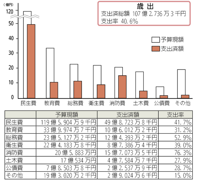 画像：一般会計予算の執行状況（歳出）