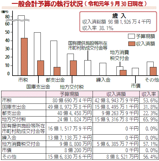 画像:一般会計予算の執行状況(歳入)