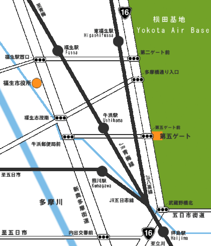 画像：横田基地周辺地図