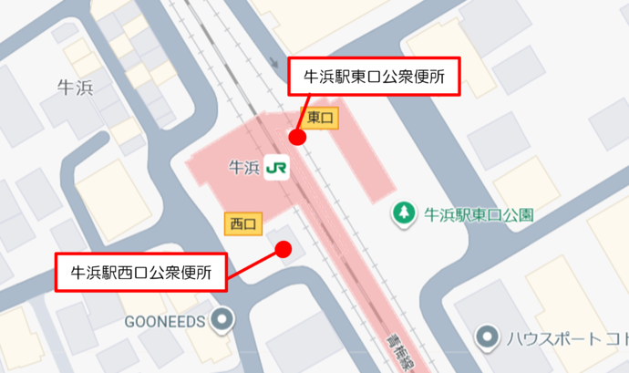 牛浜駅周辺の地図